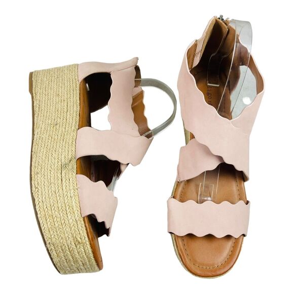Indigo Rd. Irhaide Womens Espadrille Wedge Sandals Pink Scallop Straps 11M - Picture 4 of 8